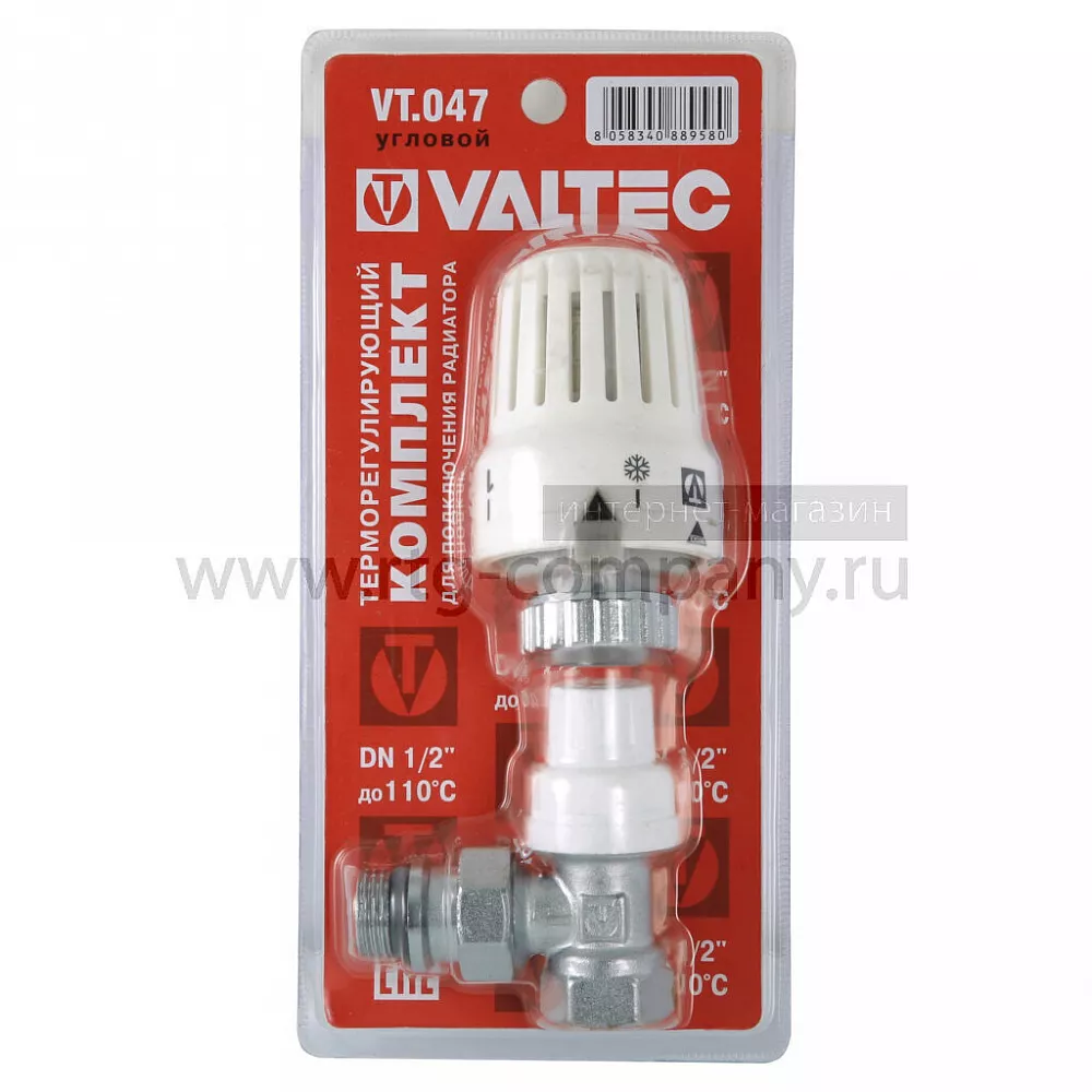 Клапан термостатический с головкой угловой 1/2" (Valtec VT.47)