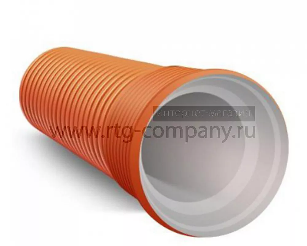 Труба канализ. ИКАПЛАСТ ПП 340/300 мм SN8 гофр. двуст. с раструбом и упл. кольцом (отр. - 6м)