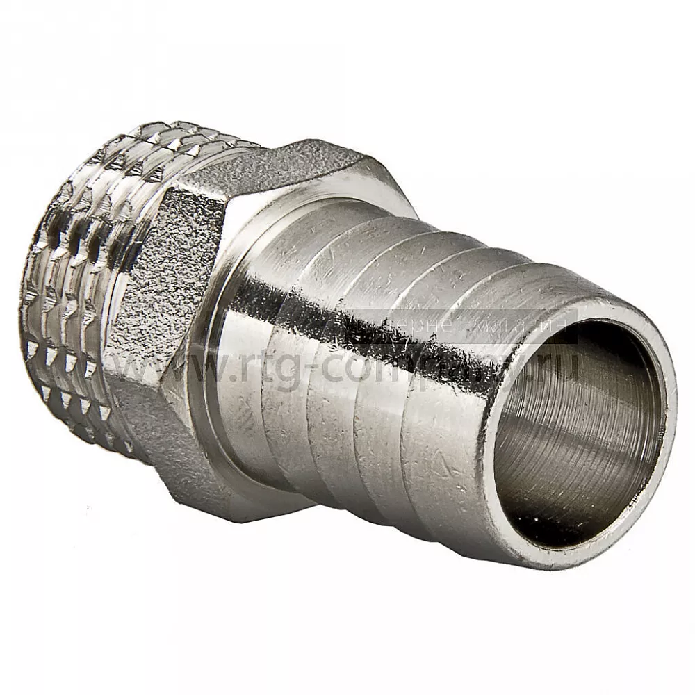 Штуцер (елочка) НР наружная резьба d 1/2" х 14 никель (Valtec VT 650) уп 10 шт