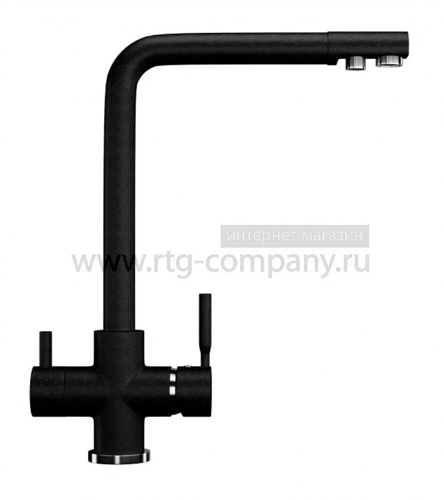 Смеситель для мойки Ulgran 016-308 с краном для питьевой воды (цвет черный) однорычажный