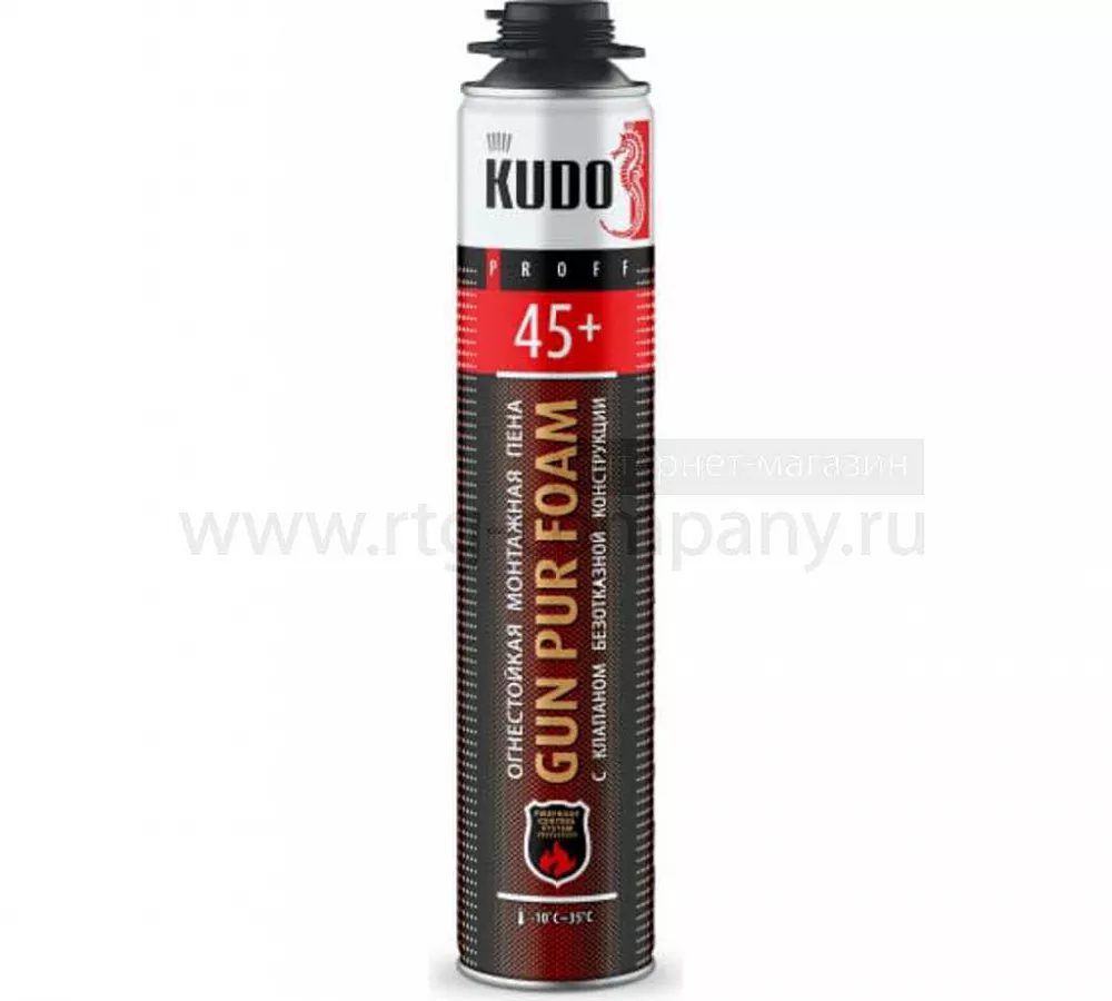 Пена монтажная  KUDO PROFF 45+ Fireproof (1000 мл) проф, огнестойкая, всесезонная