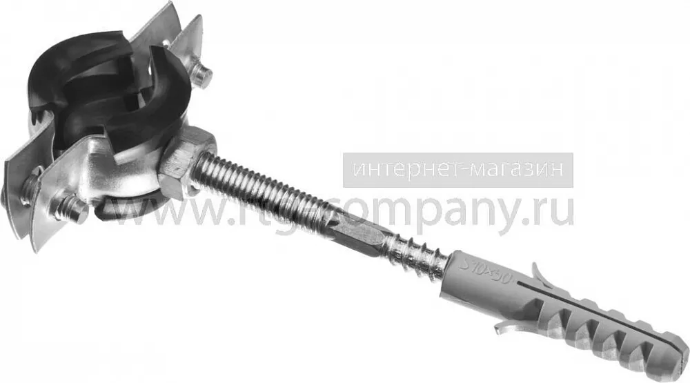 Хомут  сантехнический  15-19 мм (3/8") металлический, М8 со шпилькой, дюбелем