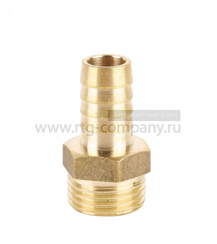 Штуцер (елочка) НР наружная резьба d 1/2" х 18 латунь (JIF) (335) уп 10 шт