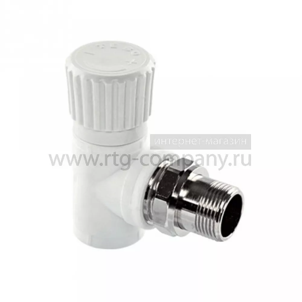 Вентиль полипропиленовый угловой для радиаторов PPRC 20х1/2" TEBO, белый (уп. 10 шт)