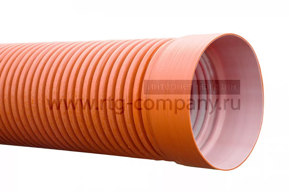 Труба канализационная Политэк-3000 200/233 мм SN8 гофрированная двустенная с раструбом и уплотнительным кольцом (отрезок - 6м)